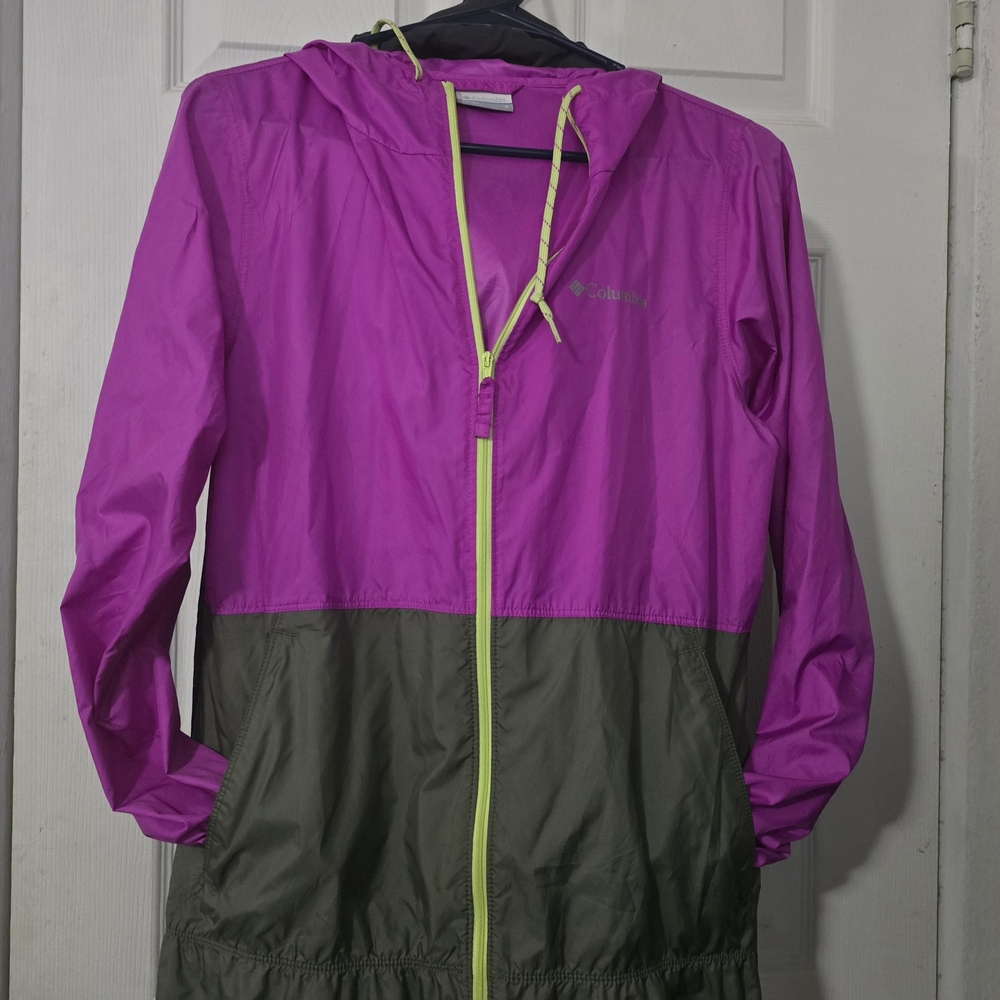 Columbia Pink and Green Windbreaker Jacket